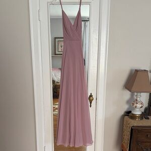 NWT David's Bridal Dusty Rose Chiffon V-Neck Spaghetti Strap Maxi Dress